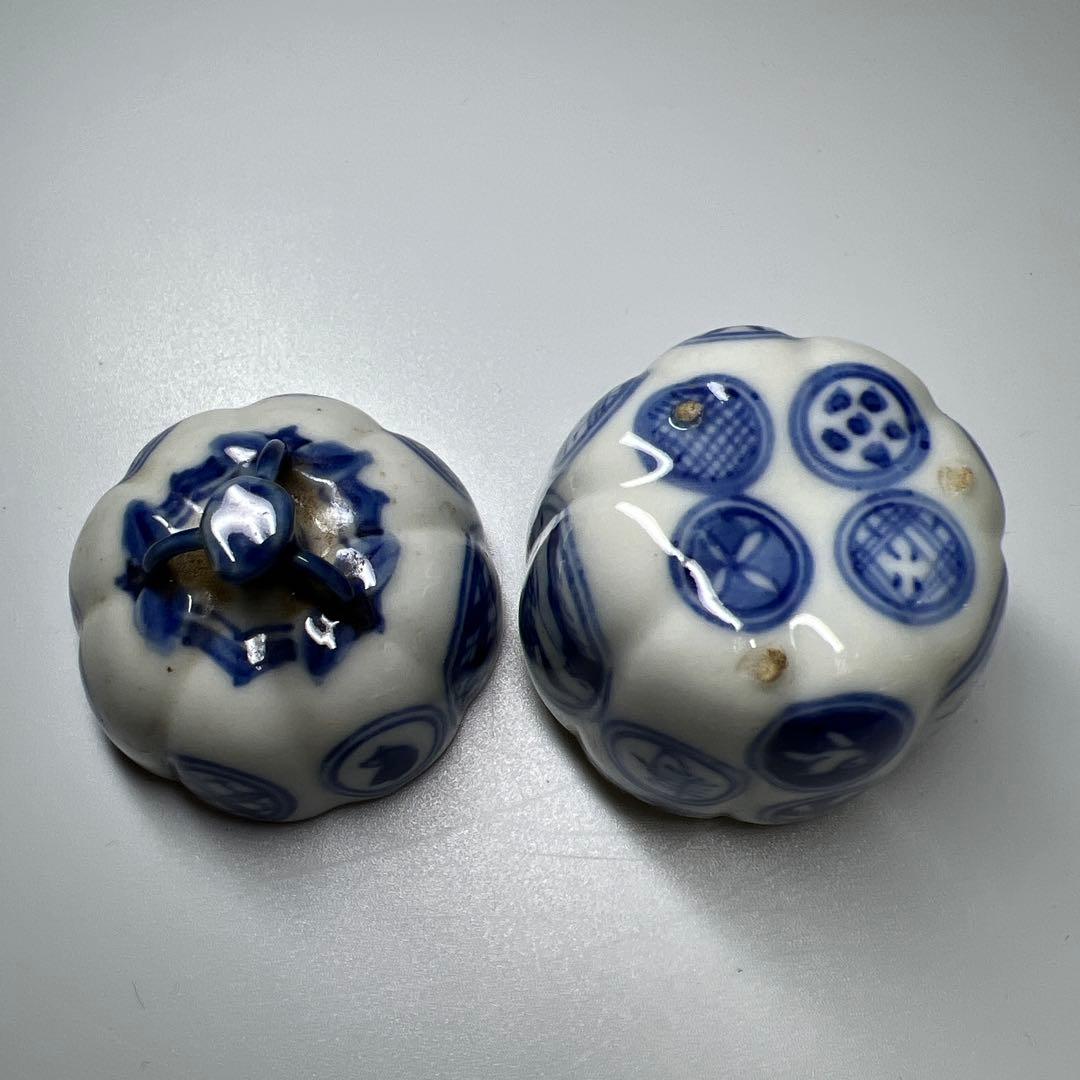 中国古玩　五良大甫呉祥瑞造　丸紋香合　木箱付　高さ約6㎝　東Y8-0109☆2F