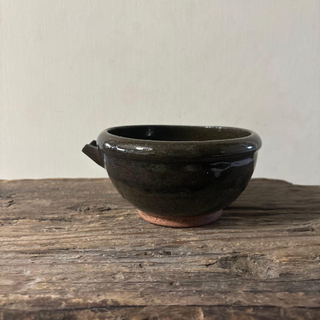 古い平清水片口　酒器　アンティーク　骨董　黒釉　 古美術　白洲正子　検:李朝