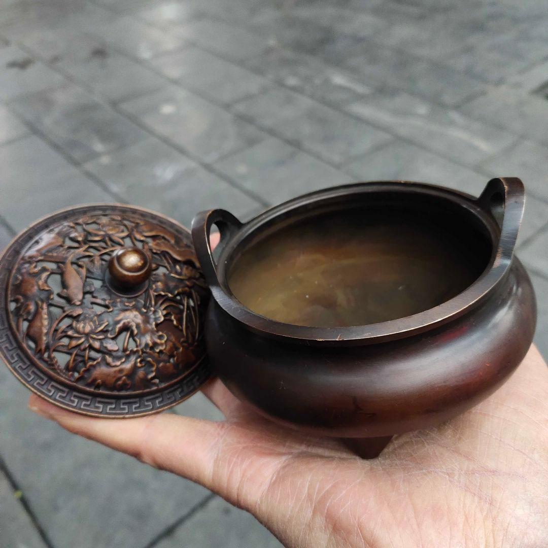 銅製 香炉 宣徳炉 檀香炉 線香炉 挿し香炉 仏具 香道具 工芸品 置物