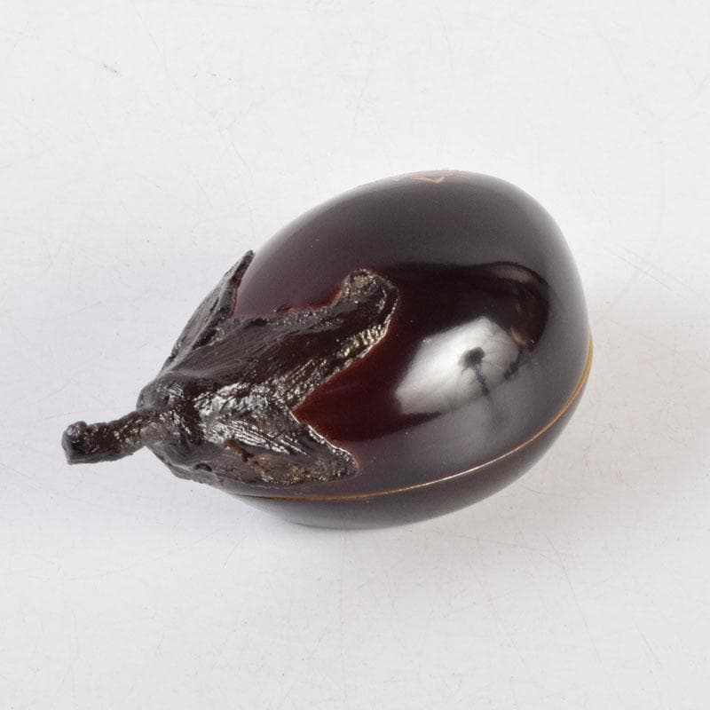 茶道具　輪島塗　川岸充雅作　乾漆造り　昆虫蒔絵　茄子香合　共箱　C　9194