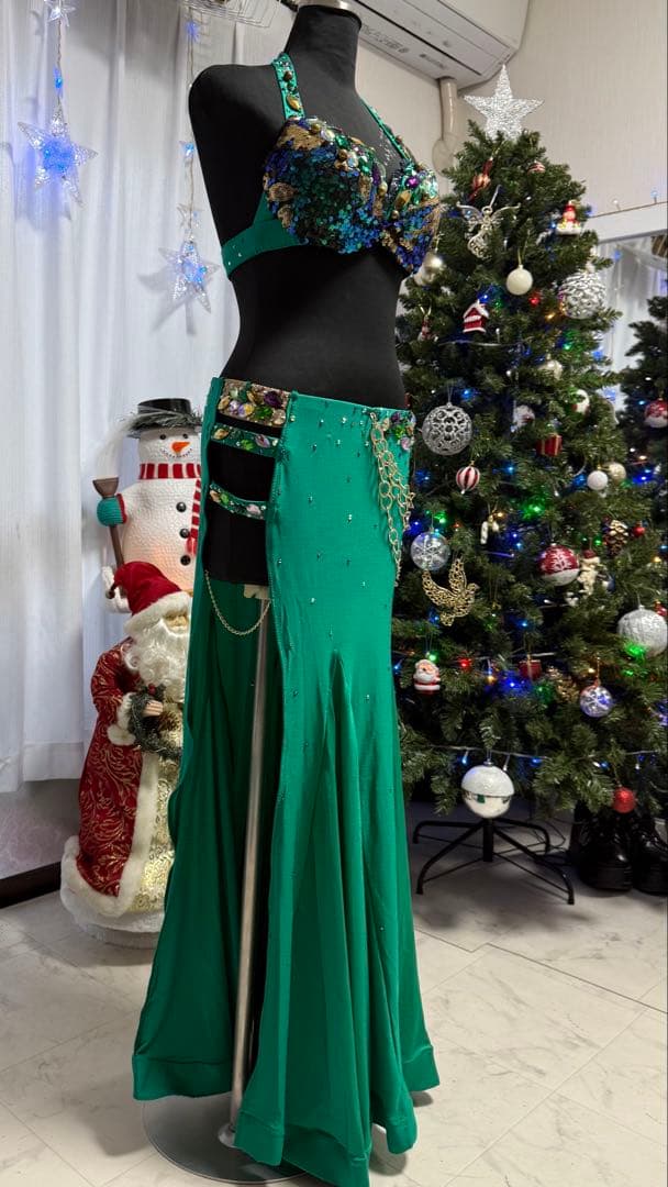 POLINA ベリーダンス 衣装 グリーン Mサイズ