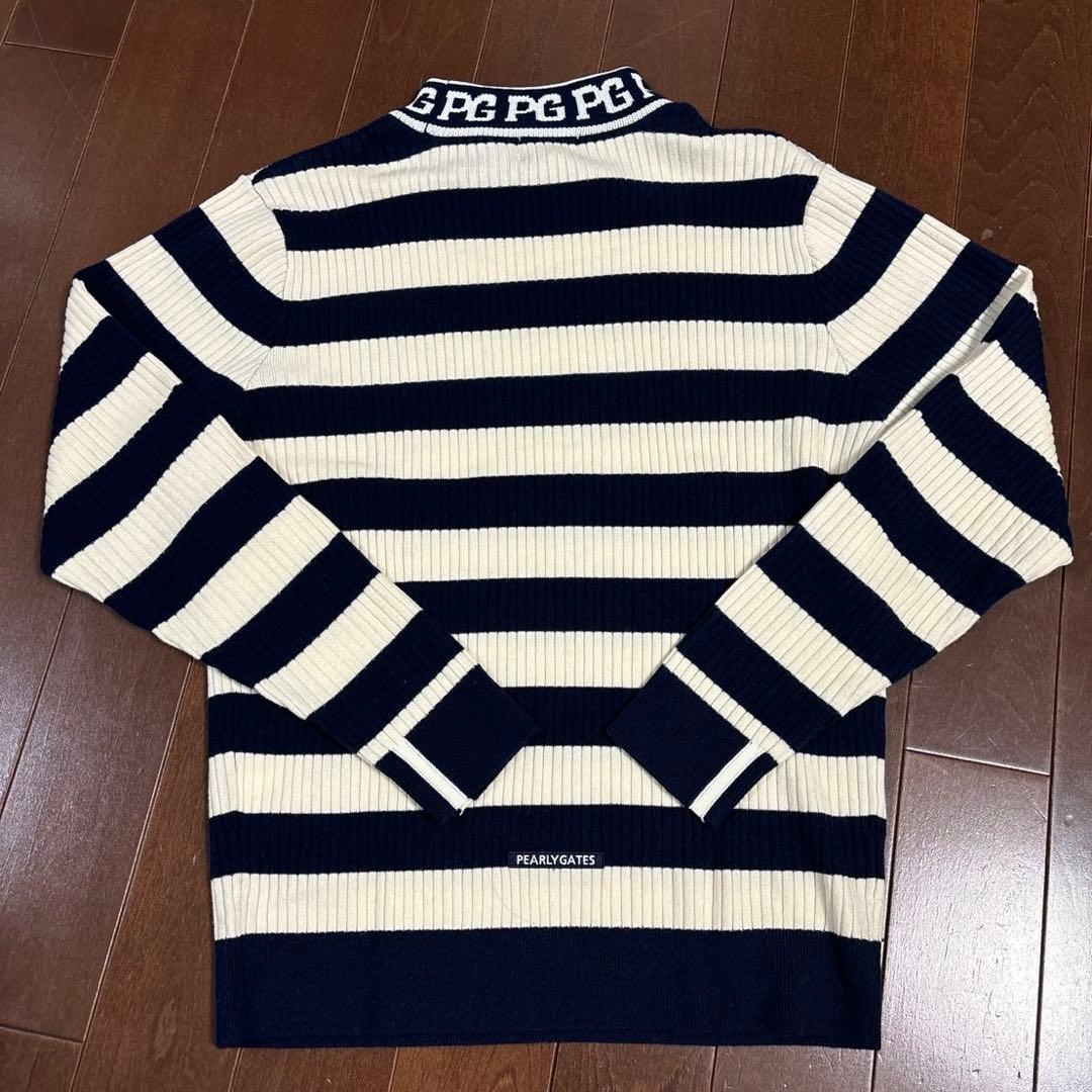 パーリーゲイツ　ウールカシミヤ　ボーダー柄ハイネックサイズ5