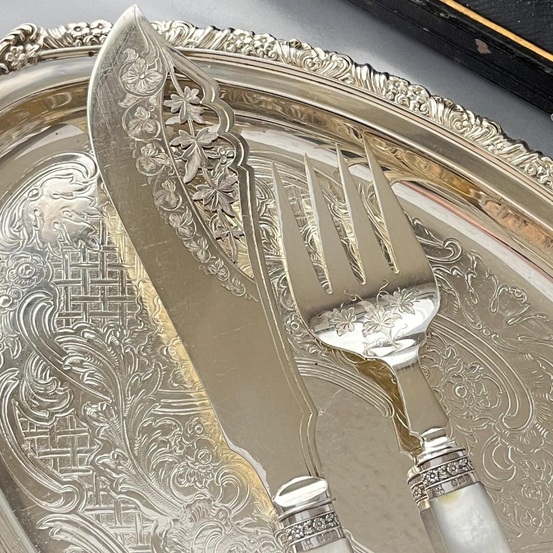 【Samuel Biggin & Son】【白蝶貝/純銀継手】サーバーセット