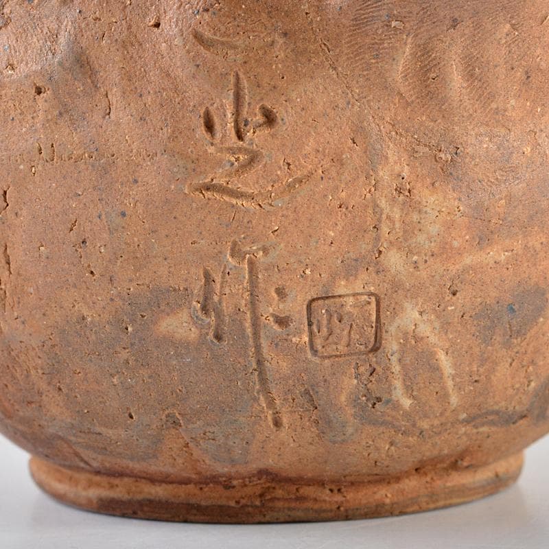 煎茶道具　萬古焼　古稀一光作　手捻　横手急須　茶壷　D　R5471