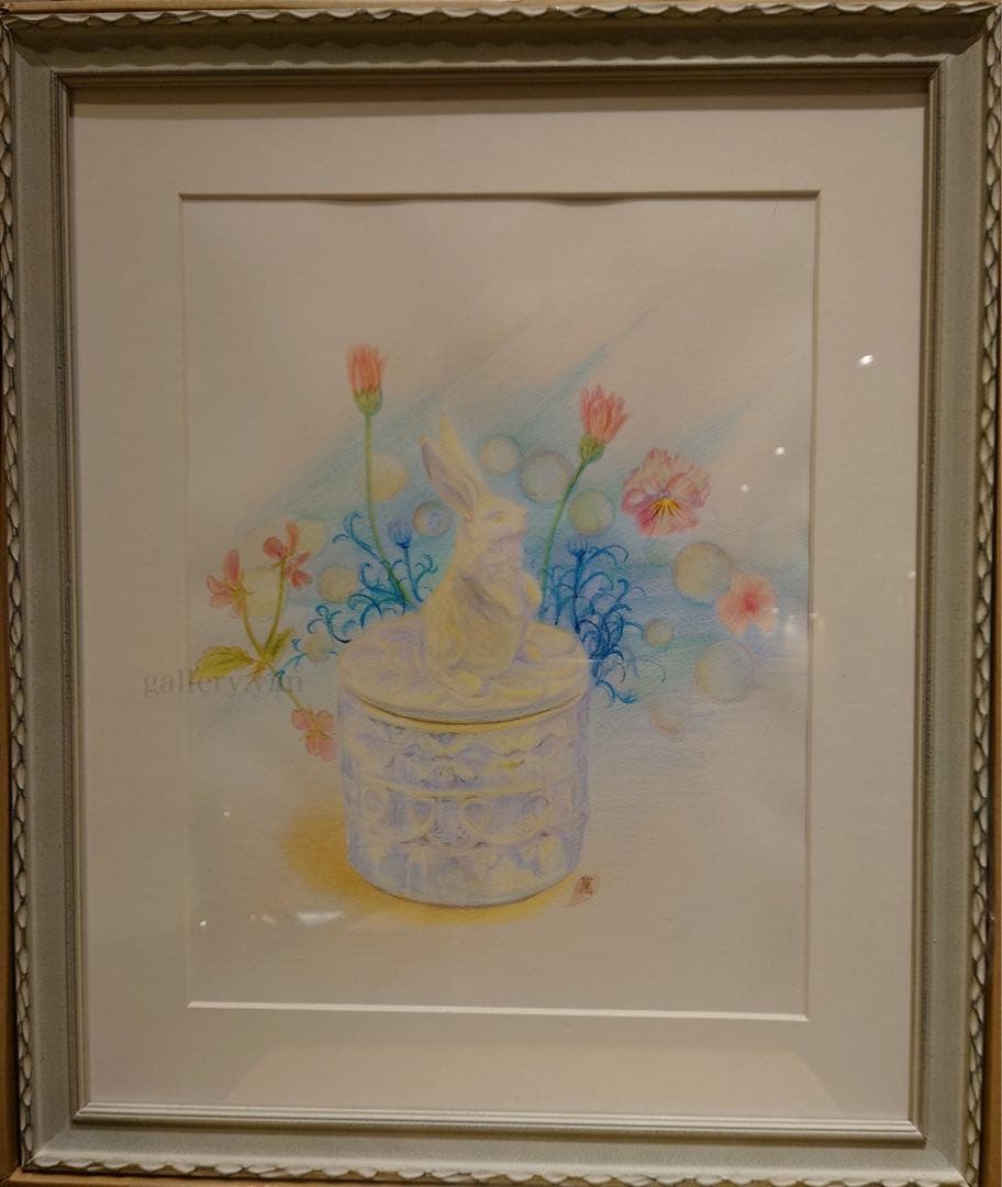 『春を待つうさぎ』　水彩色鉛筆画