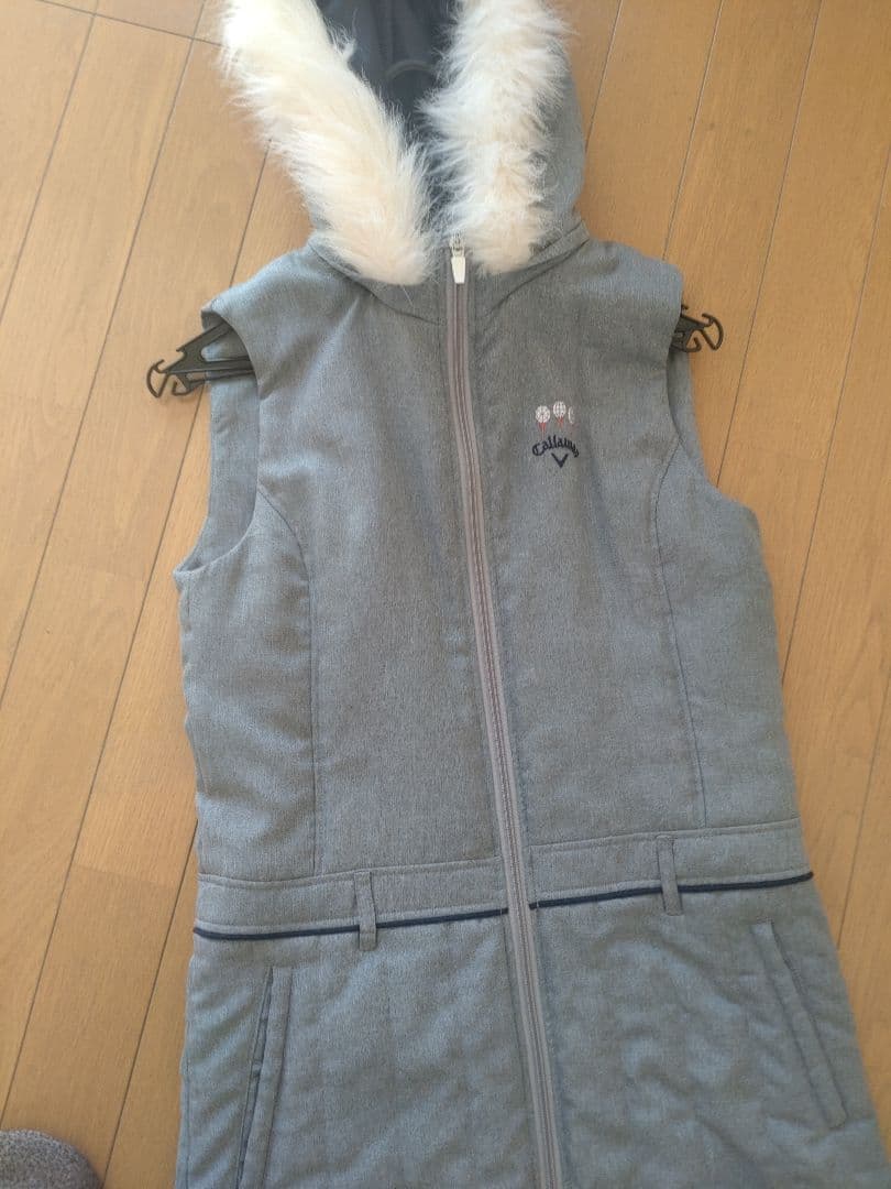 キャロウェイ　フード脱着可付　中綿入　ワンピース　М　グレー