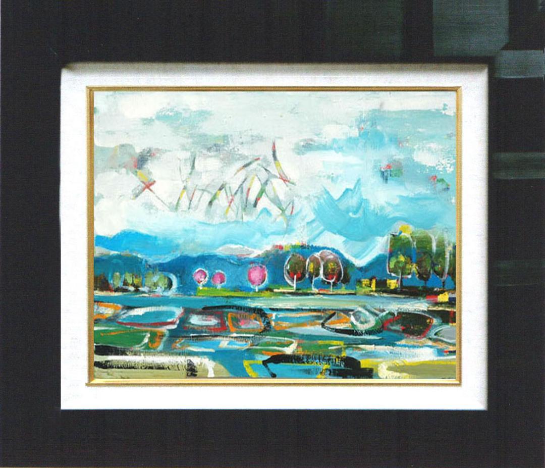 油絵 菅家令子 絵 絵画 インテリア uF6-063003 風景 日本の田園風景
