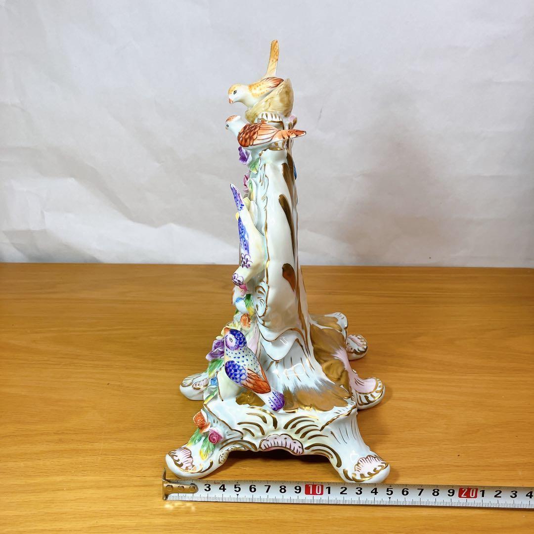 FINE PORCELAIN 鳥と花 陶磁器 置時計 ロココ調 薔薇 立体装飾