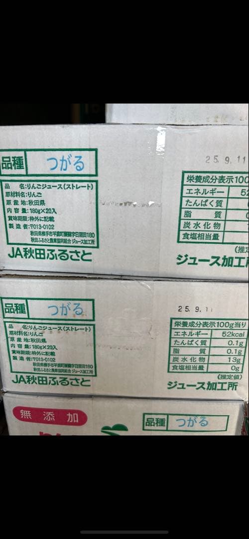 3名様限り　秋田産　りんごジュース　6箱（120袋入り）送料込み【品種はつがる】