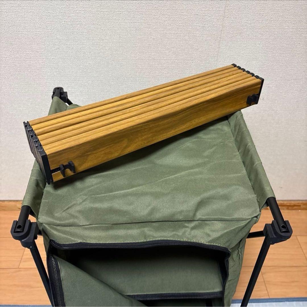 ロゴスヴィンテージカラーハイテーブル& 折りたたみ式下部収納キャビネット