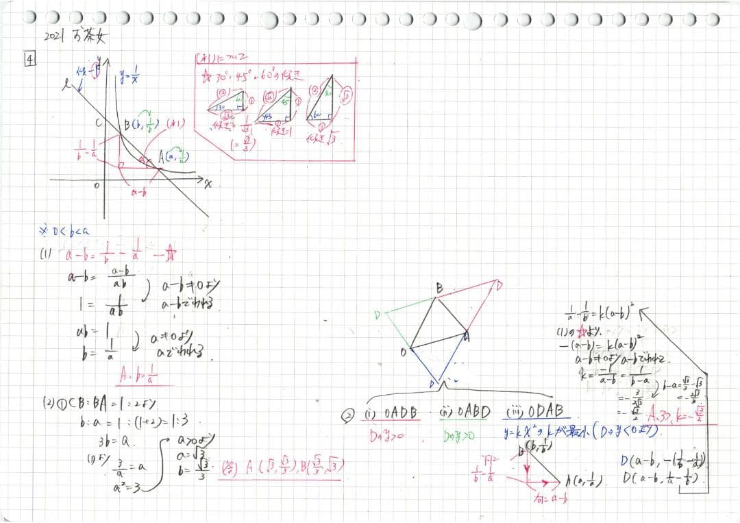 今だけ3割引 塾講師オリジナル数学解説 お茶女 高校入試 過去問 2017-23