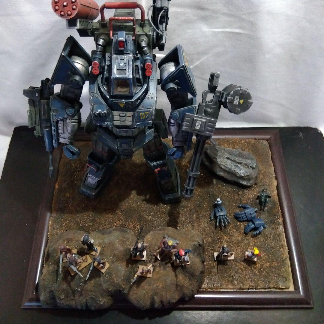 旧キットタカラ1/48ダグラム改造完成品 朽ちダグラムポーズ可能 ジオラマ付き