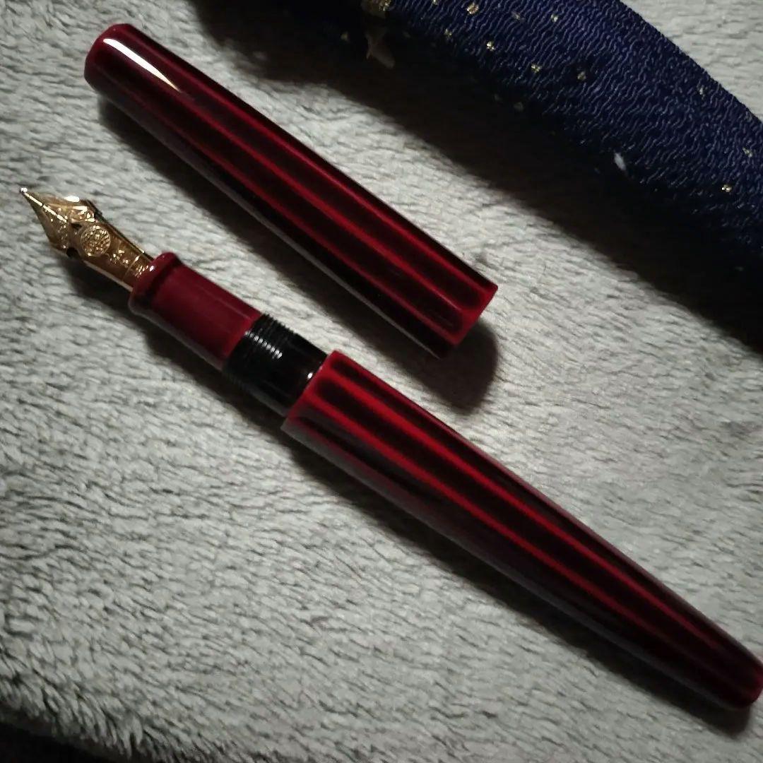 中屋万年筆 蔦屋限定 丸十角 赤溜 太字特軟