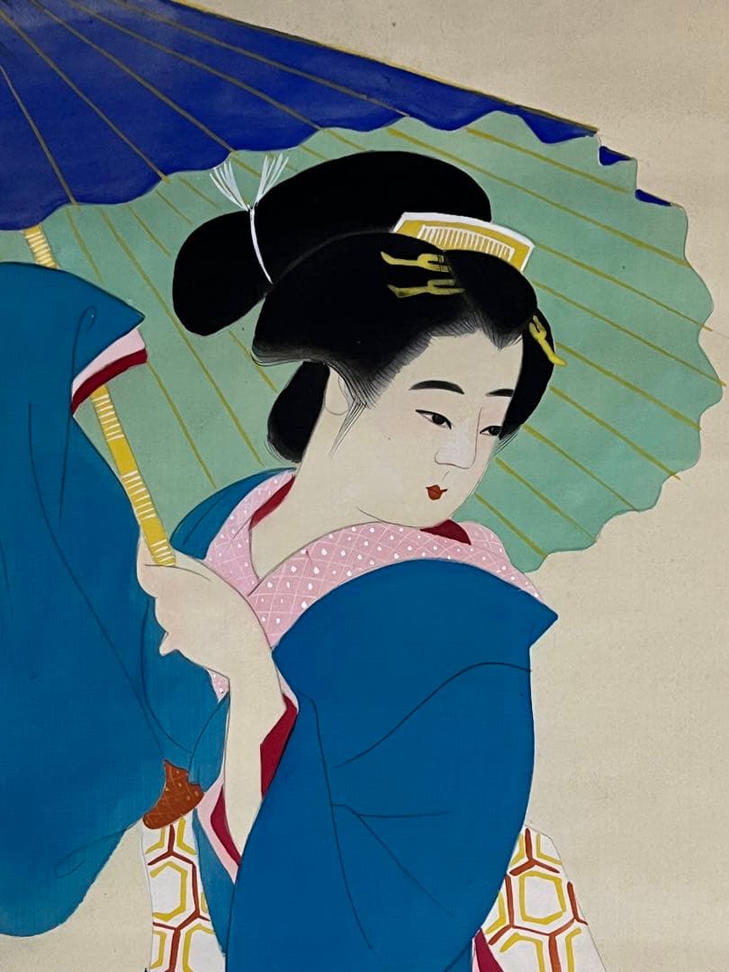 掛軸 庭山耕園「美人画」絹本 肉筆