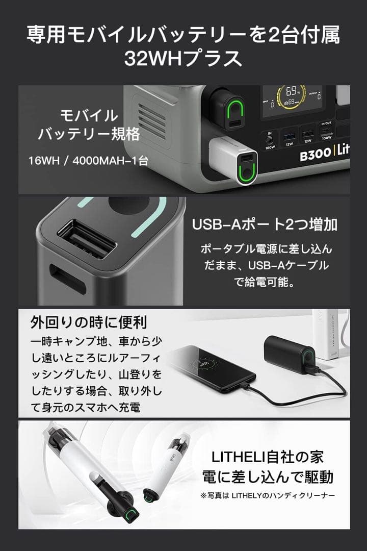 A*m様 ポータブル電源 Litheli 大容量 バッテリー キャンプ 車 地震