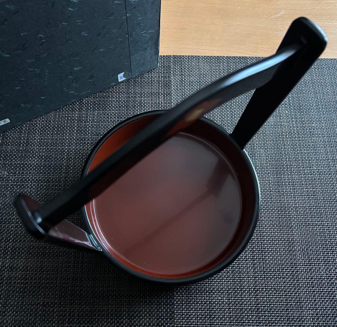 【新品未使用】秀衡塗　手桶型盛器　菓子器　茶器　漆器　青柳