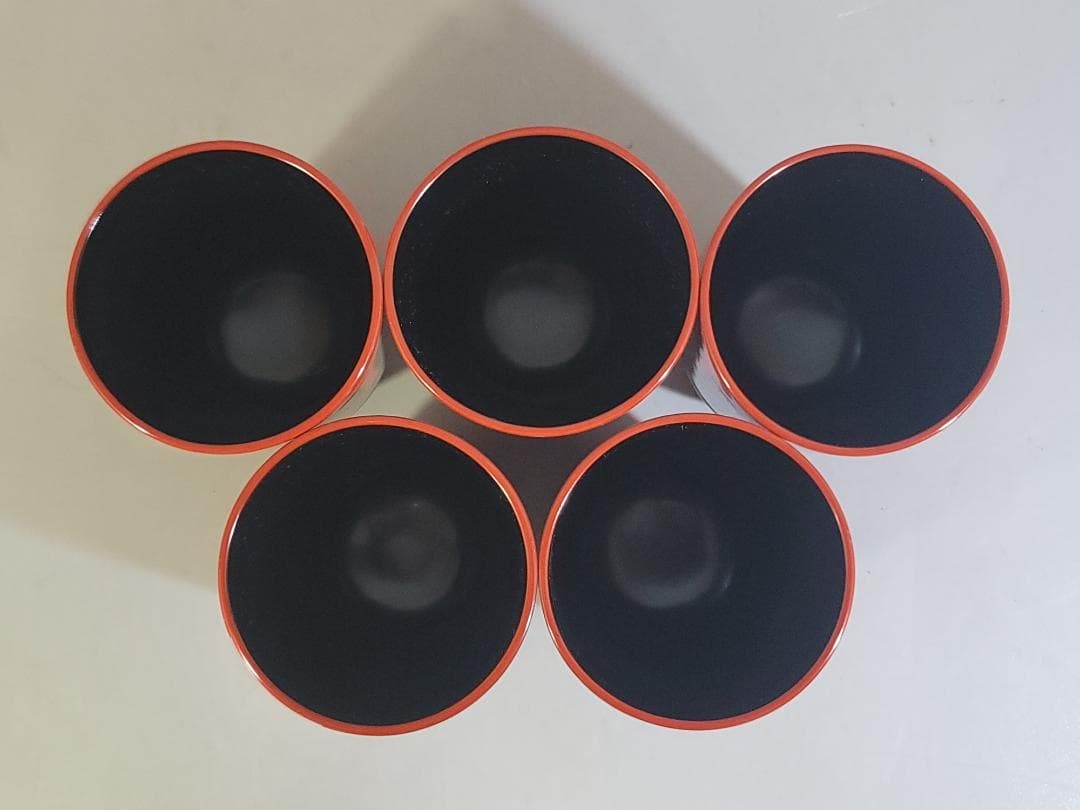 懐石器 朱漆 小吸物椀 5客 塗師 石斎 共箱 DT741