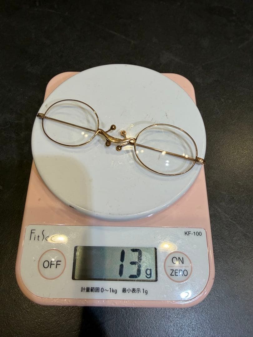 K14 ヴィンテージ 丸型 折畳眼鏡（ケース付）