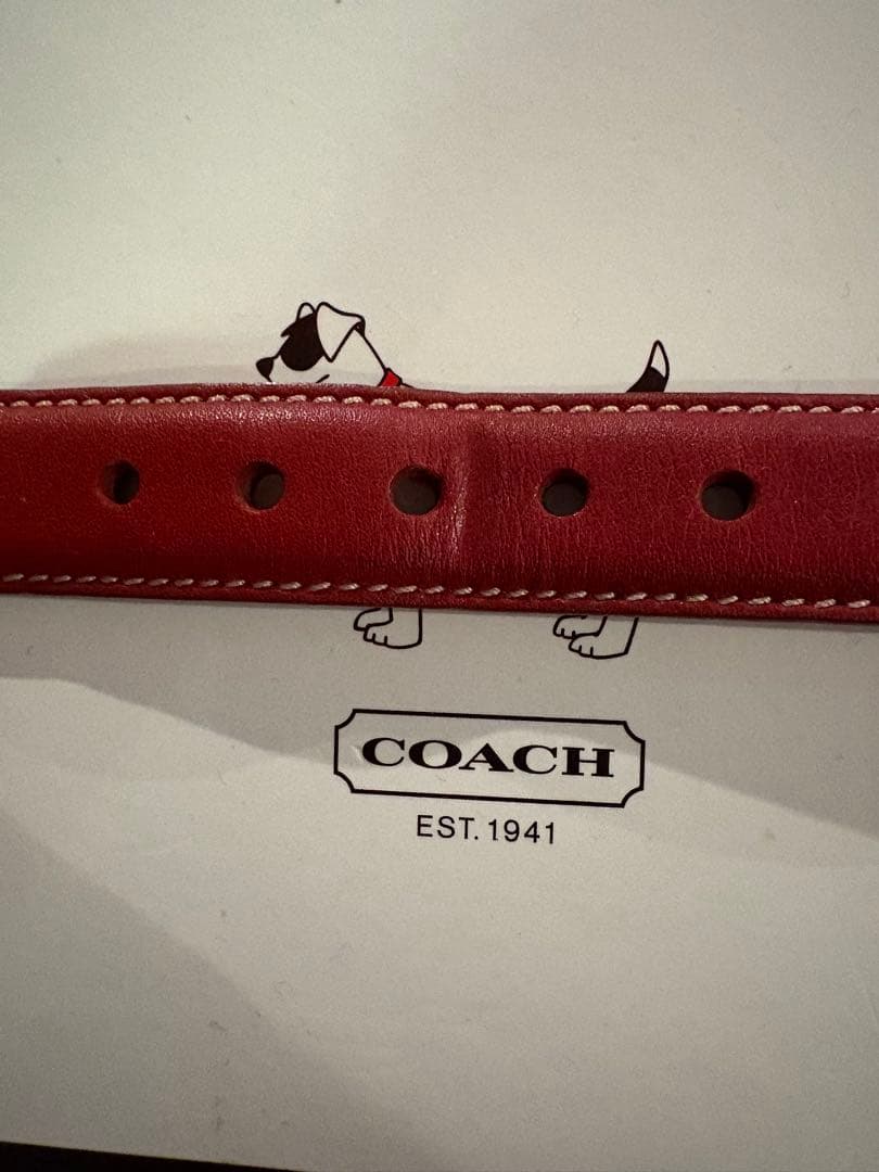 coach 首輪・リード　オールレザー　レッド