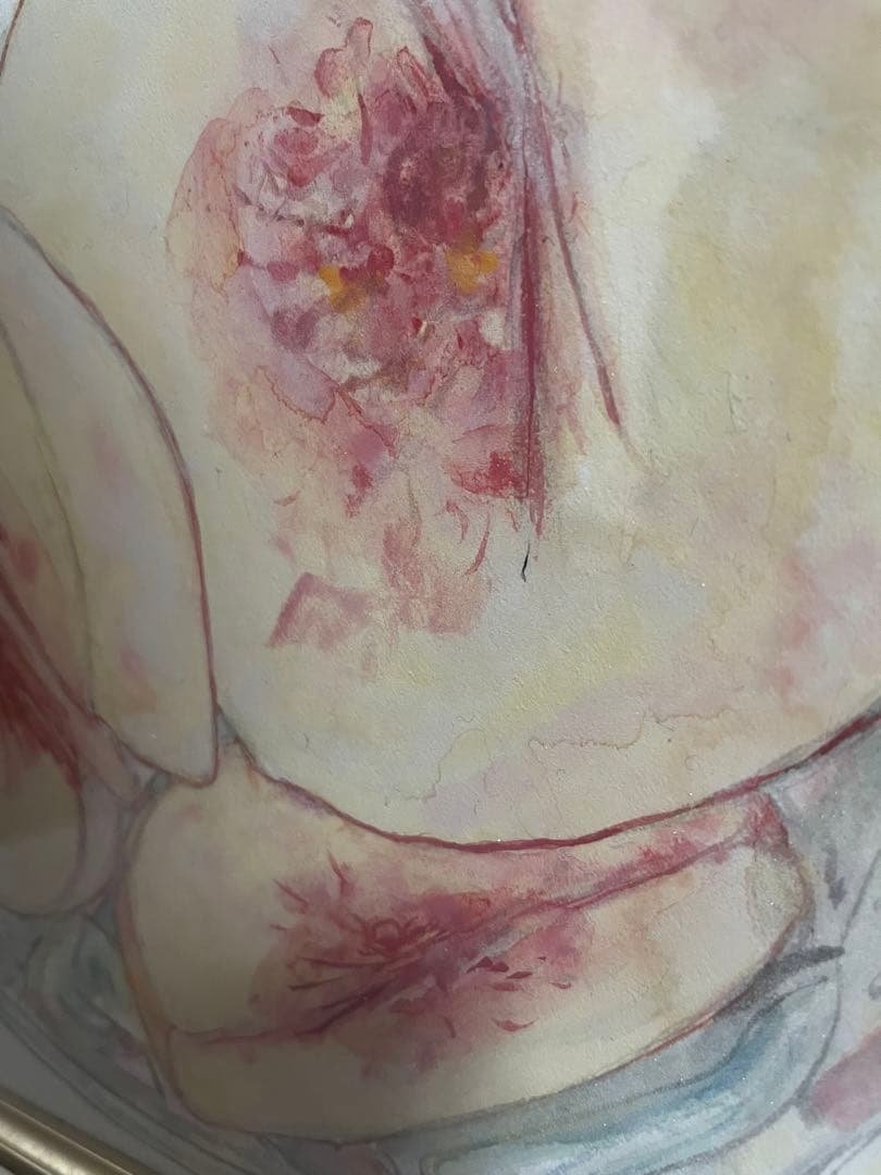 絵画　日本画　桃の絵　インテリア　0号絵画　アート