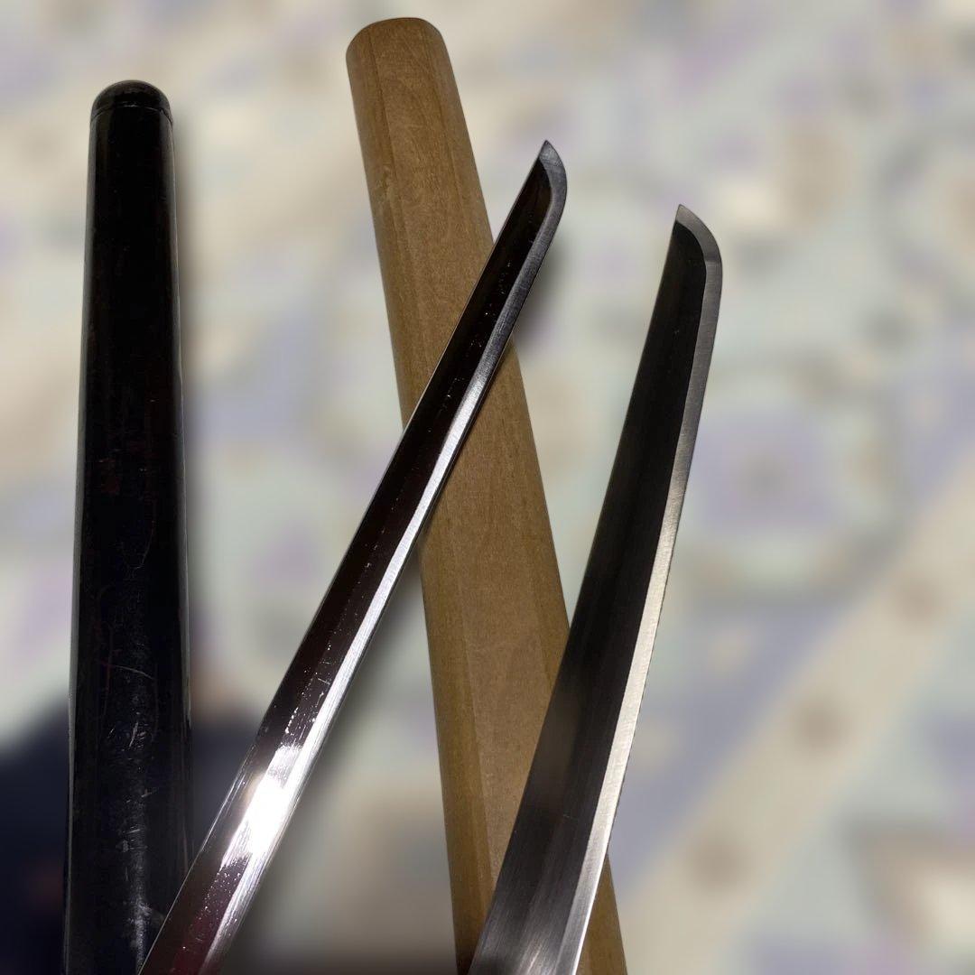 模造刀２本 仕込み杖(刀袋付)と白木鞘大刀