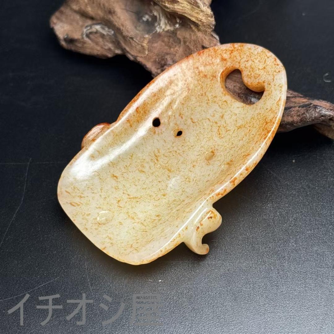 中国古美術【和田古玉 石家河文化 玉面具】 祭祀玉器 置物 唐物 裝身具 細工