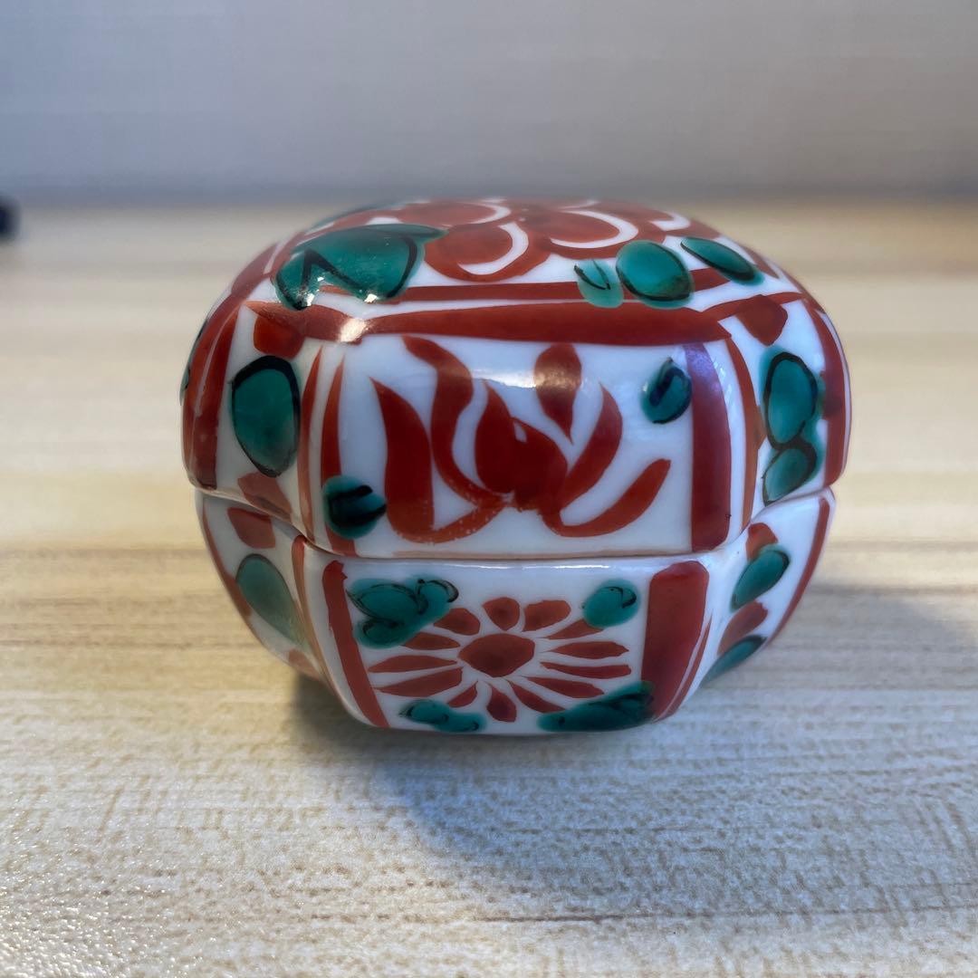 真葛香斎　赤絵香合　茶道具