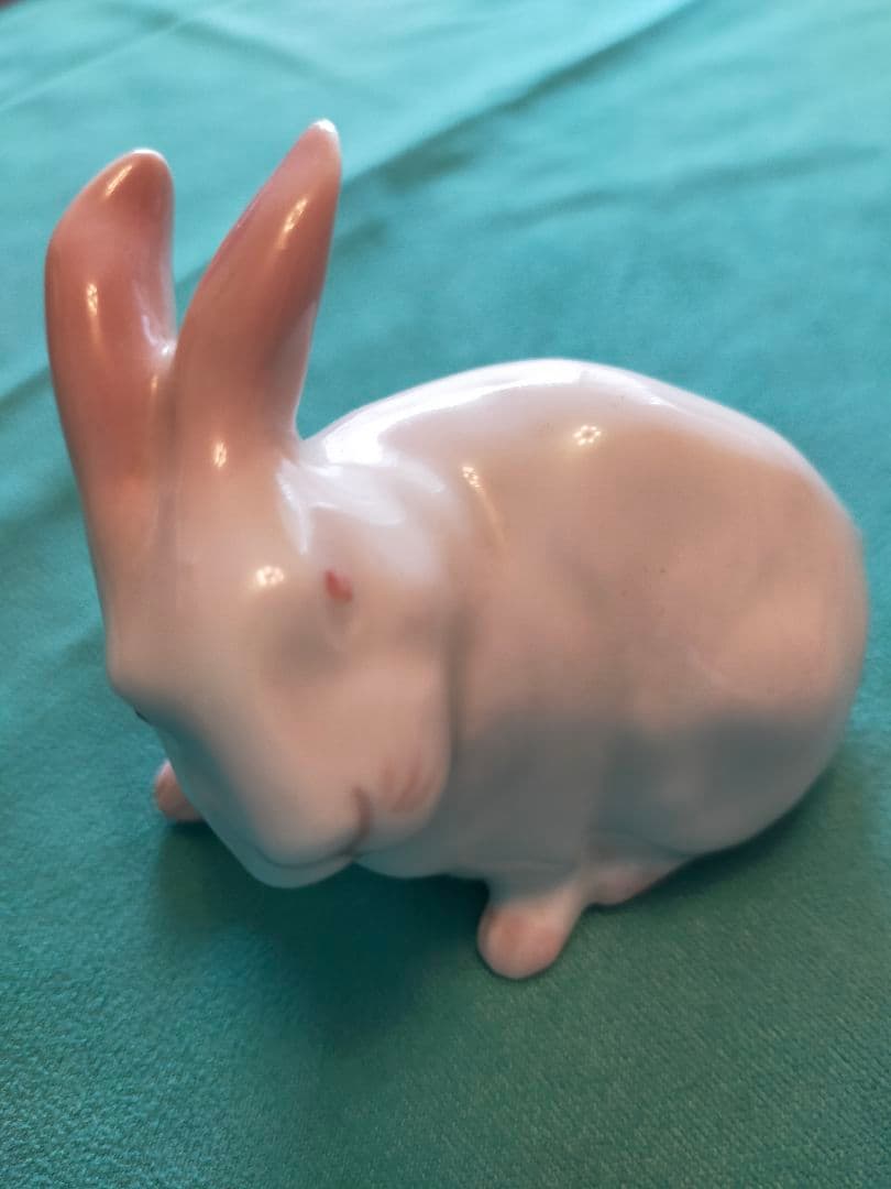 ヴィンテージ　ロイヤルコペンハーゲン　ホワイトラビット　フィギュア　ピンクアイズ