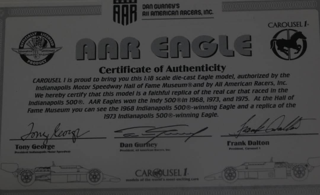 超貴重カルーセル１製　AARイーグル　1／１８　１９７３インディー５００ 中古品
