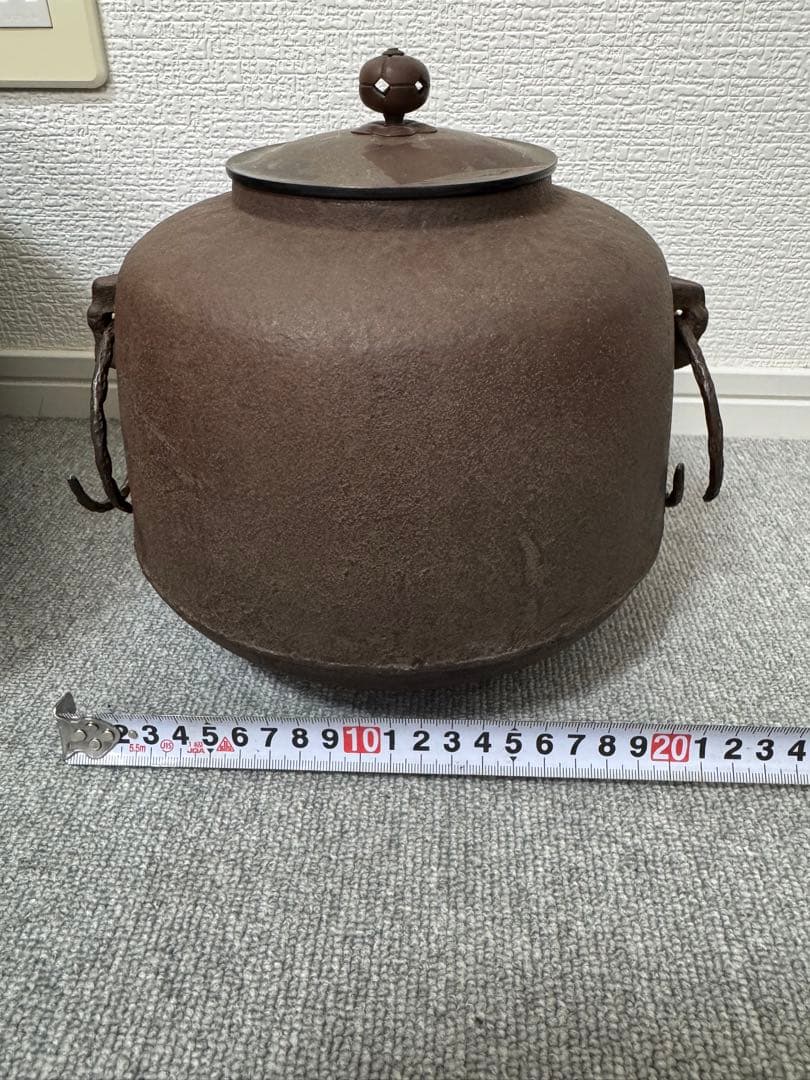 アンティーク　茶道具　風炉　鉄釜　五徳　3点セット
