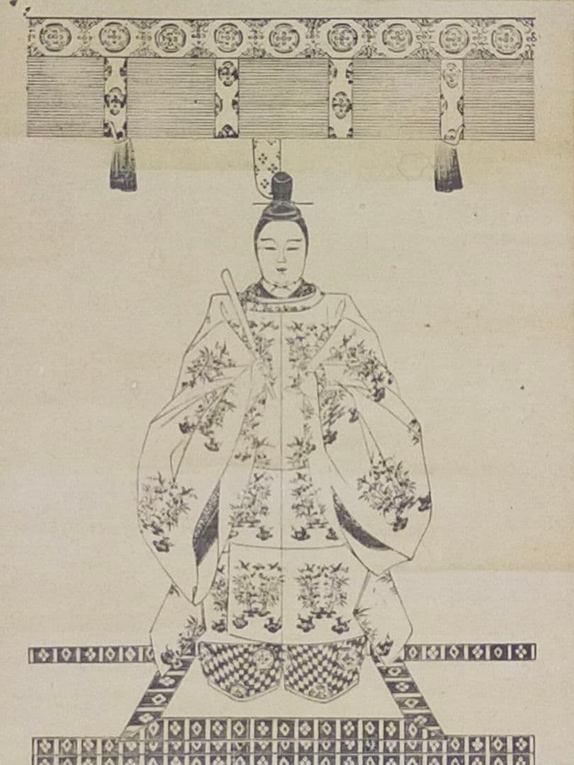 ♥木版画　今上天皇御袍御更進 太秦広隆寺　掛軸　掛け軸　骨董品