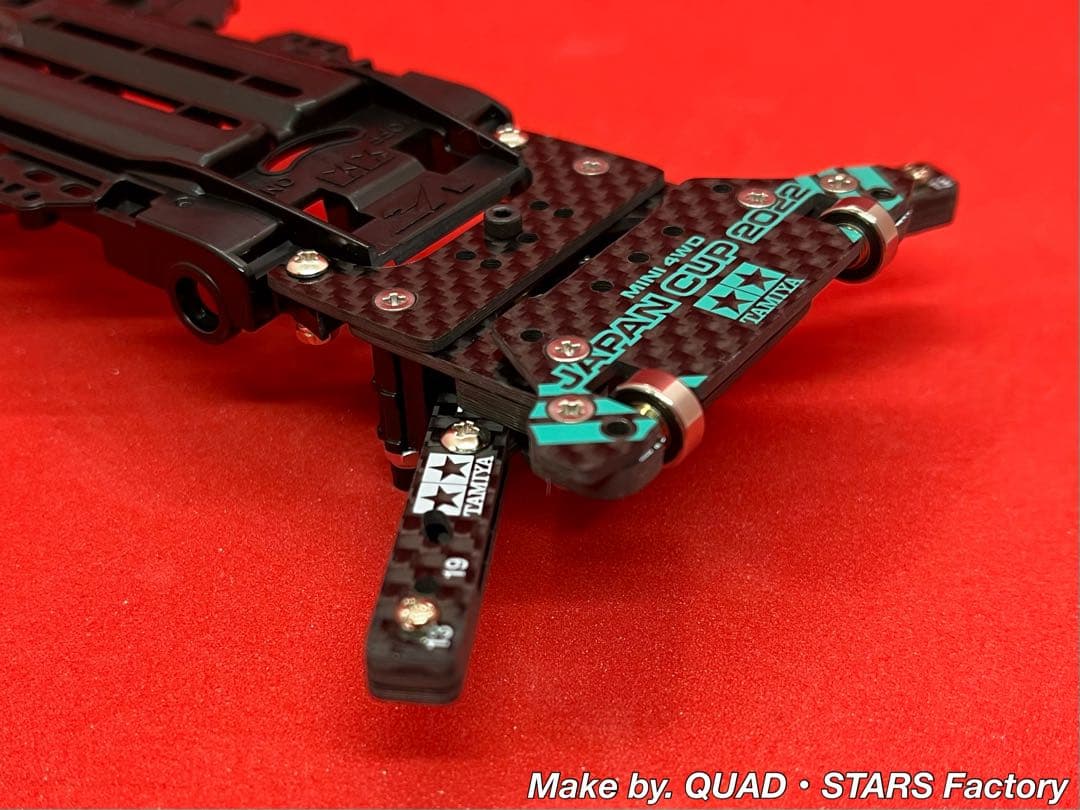 【ミニ四駆・FMVZ用】1軸アンカー＋リヤスキッド　フルカーボン【3mm底上げ】