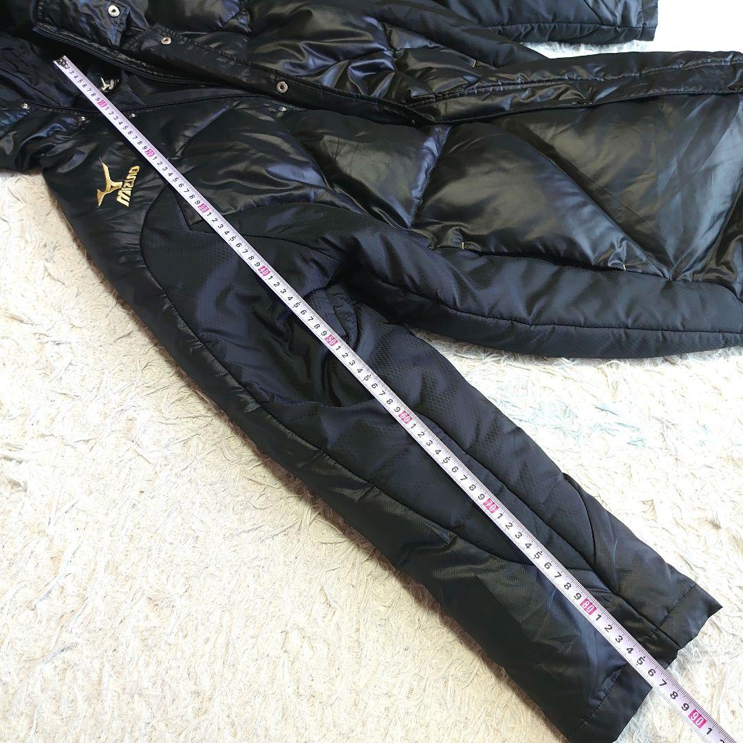 ミズノ ダウンベンチコート ロゴ刺繍 マキシ丈 ダウンコート L