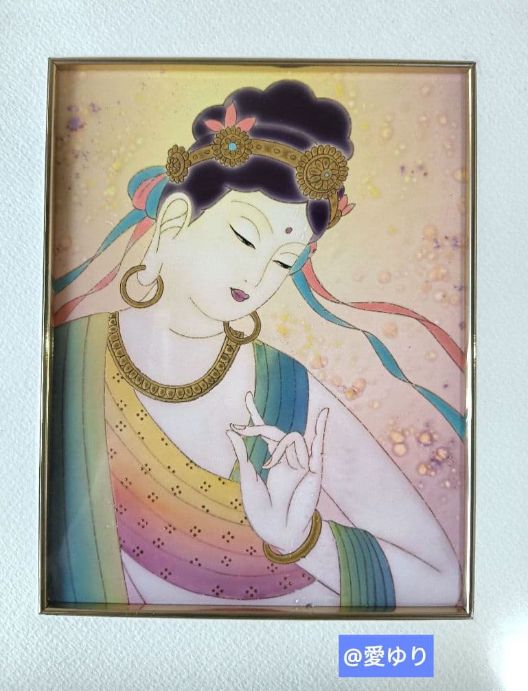 草場一壽♦陶彩画原画【稀観品⭐開運最多幸】『和顔』特注⭐空色ver.⭐観世音菩薩