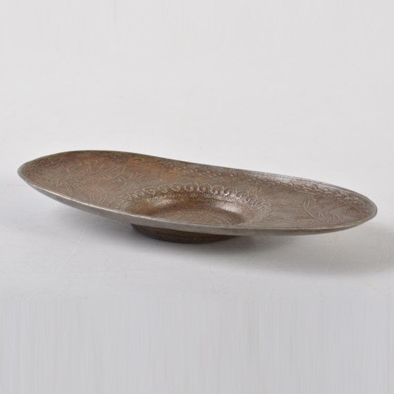 煎茶道具　古錫　花草文　茶托　五客　V　5132
