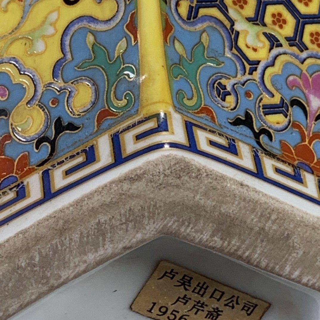 清代雍正彩蒔花鳥多稜花瓶 景徳鎮 陶磁器 装飾品 現代工芸品美術品 置物