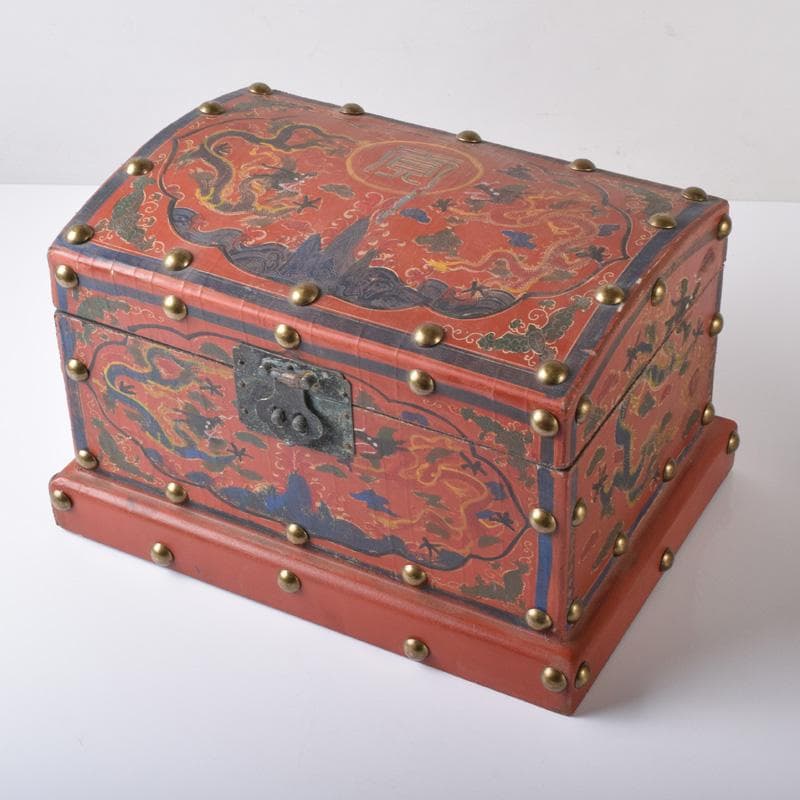 中国　古銅鍍金　双耳三つ足杯　一對　時代箱付　V　7593A