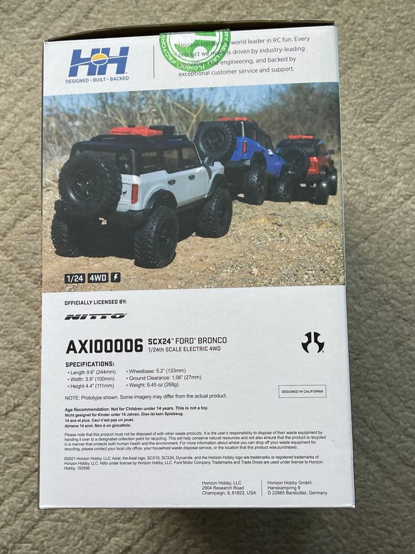 アキシャル1/24 SCX24 2021 フォード ブロンコ 4WD RTR 赤