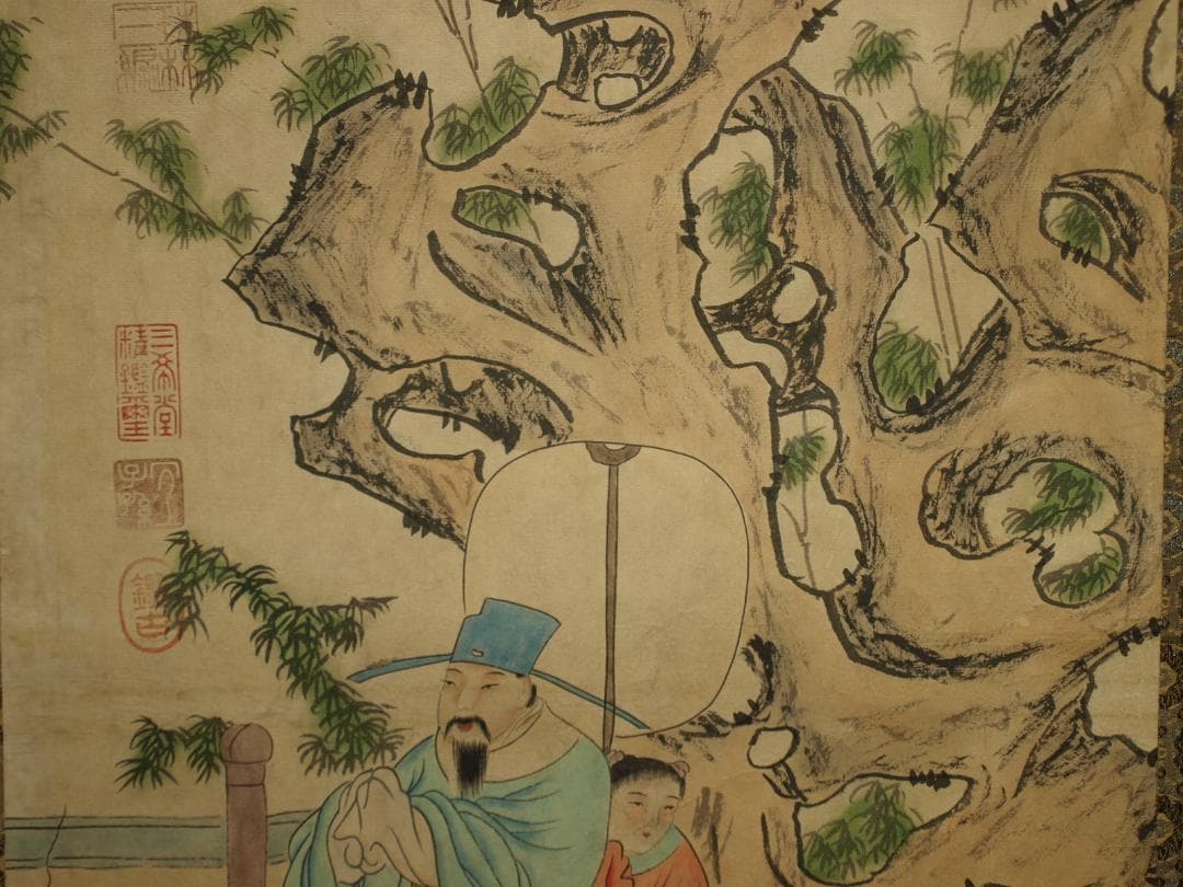 中国　北宋の画家　作 掛け軸　捲り　肉筆絵　保証 BD311A13-2