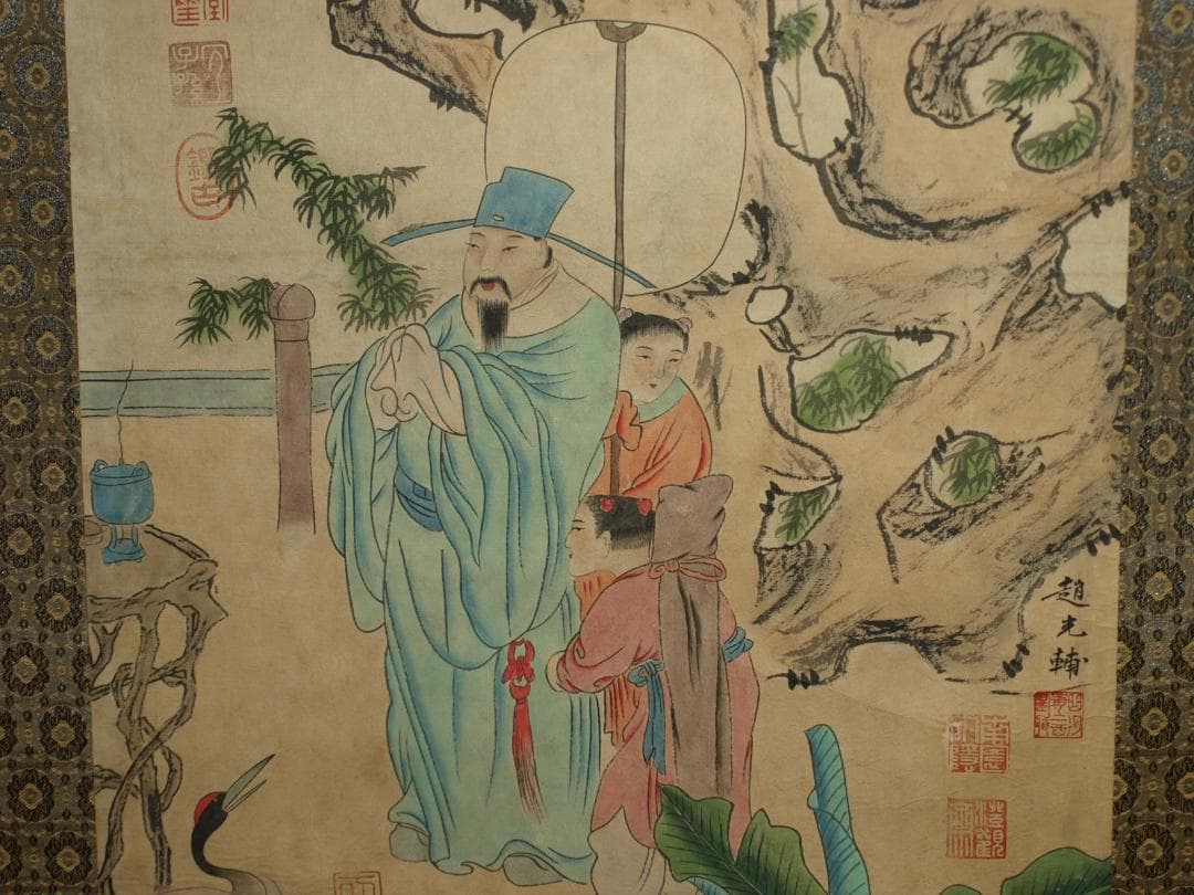 中国　北宋の画家　作 掛け軸　捲り　肉筆絵　保証 BD311A13-2