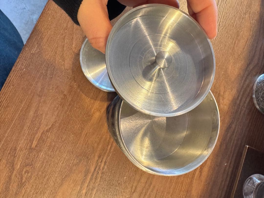 純錫製メッシュ茶道具　二段あり