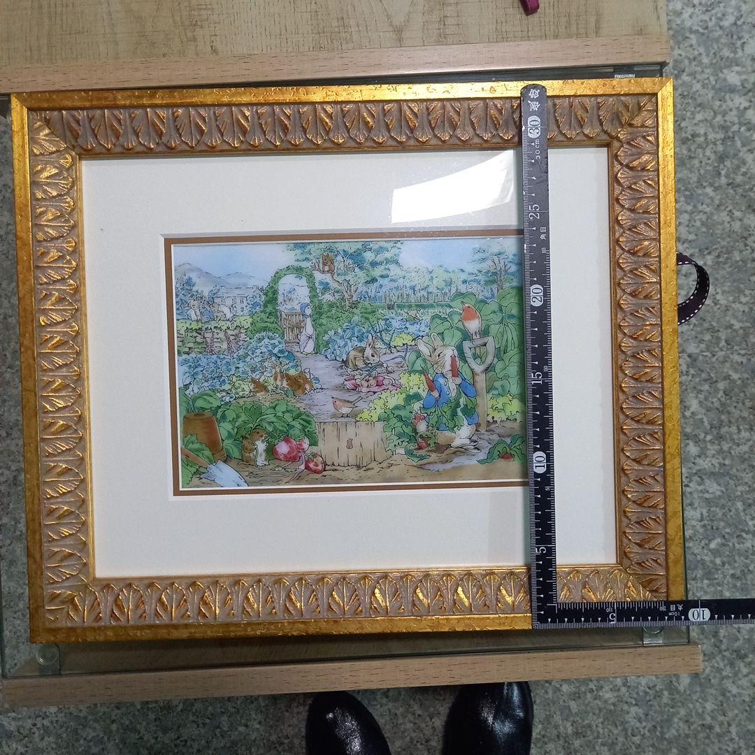 ピーターラビット風景の絵画（金色フレーム）