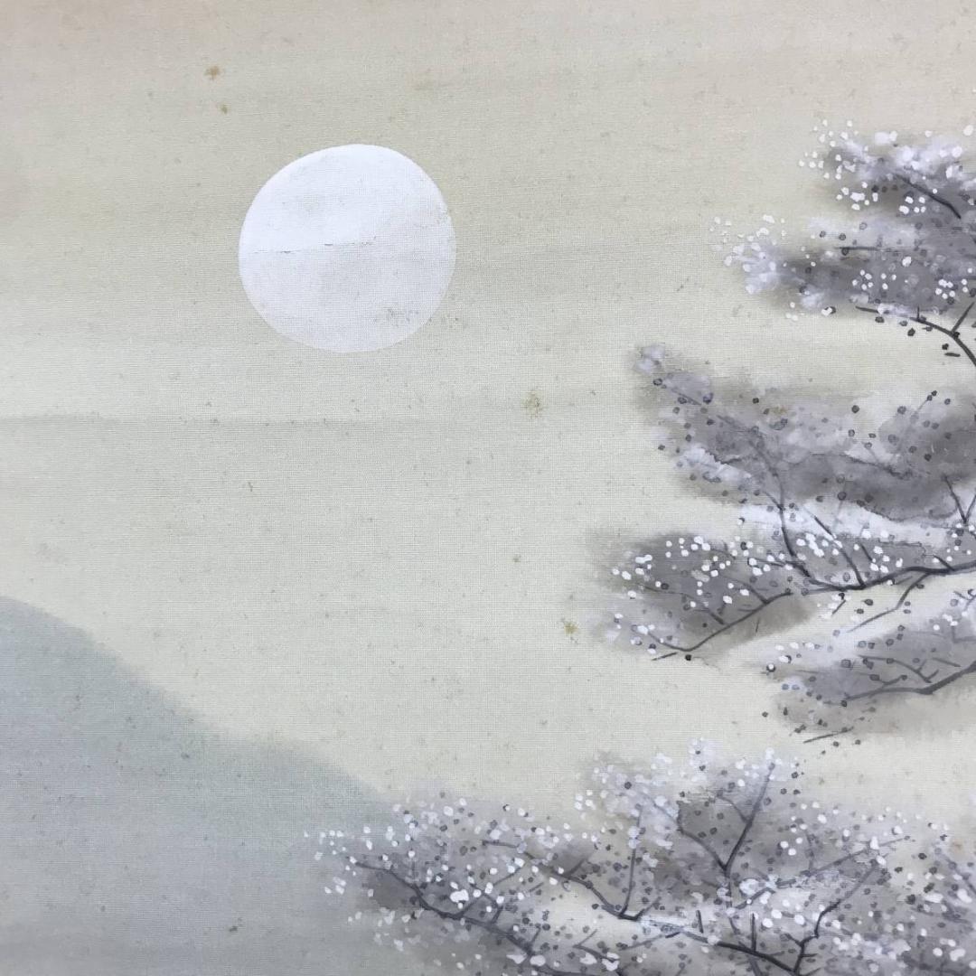 作者不詳/桜花山水図/横物/掛軸/名家伝来/AD-180
