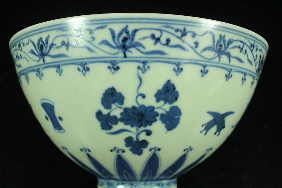 茶道具 唐物 染付茶碗 仕服 時代物(K-LC871)