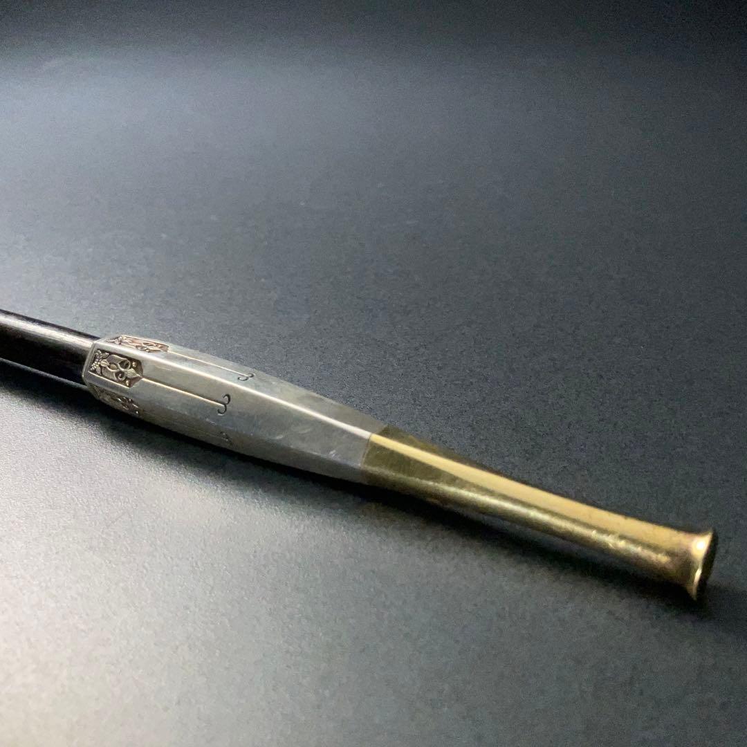 銀製煙管　唐花　瓔珞　キセル　アンティーク　骨董　6R1257お2