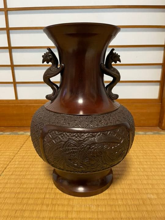 【値下げ】真峰 青銅花瓶 高さ31cm