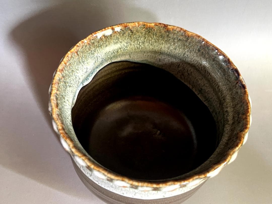 建水■高取釉建水 森岡嘉祥 作家物 共箱 お茶道具 古美術 時代物 骨董品■