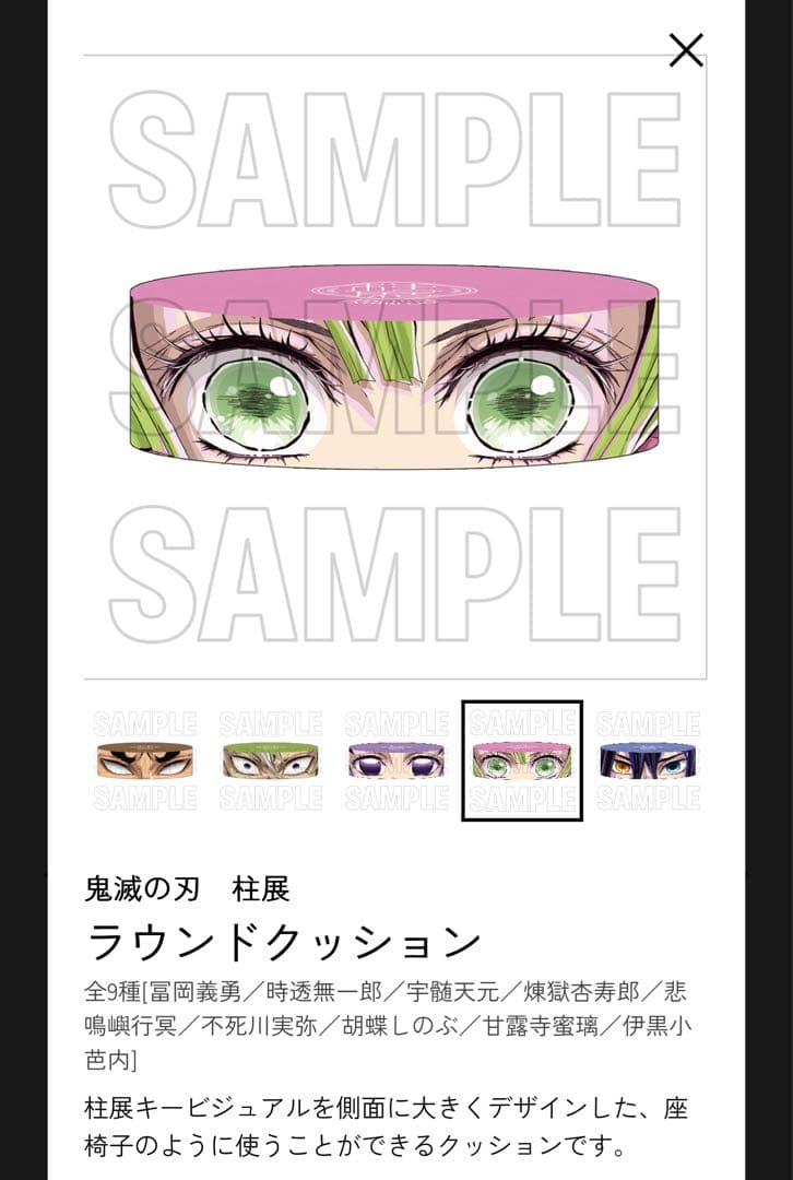 鬼滅の刃 柱展 ラウンドクッション 全９種