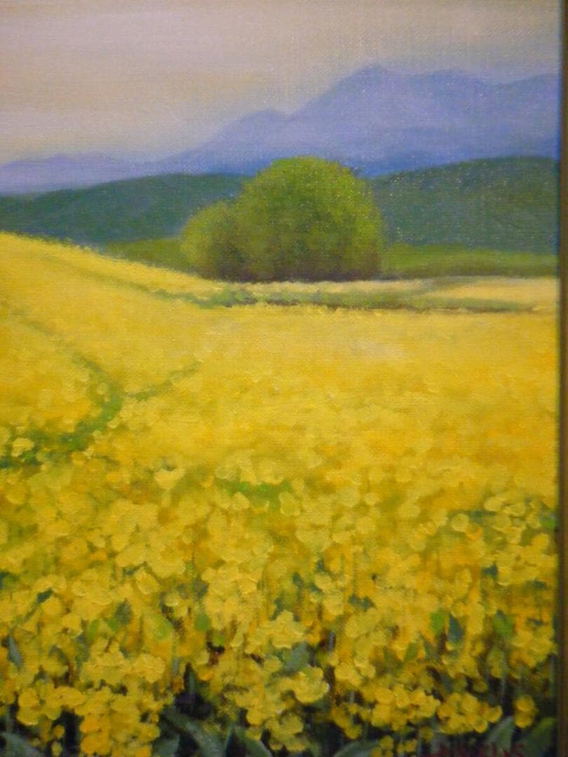 【真作】絵画　熊倉雄二　油彩6号　鐘のある丘　心が安らぐ春の風景　T72