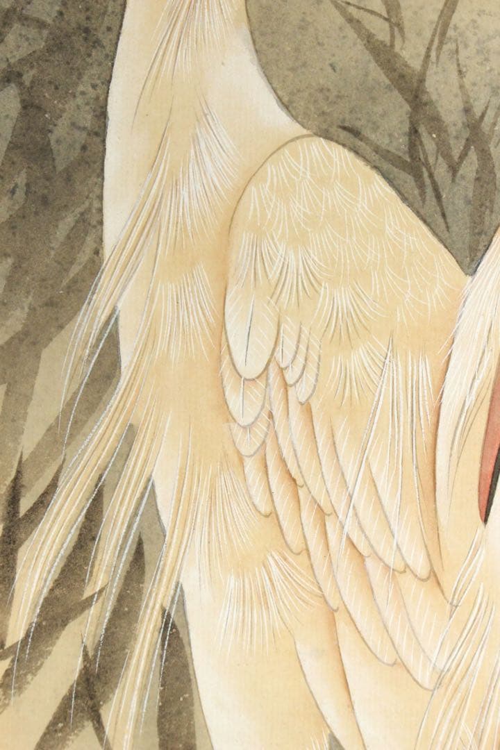 No5367 掛軸　愛新覚羅毓奮　双朱鷺図　紙本着色　唐物　中国画　送料無料